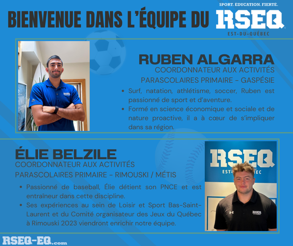 Le RSEQ-EQ est fier d’annoncer l’embauche de deux nouvelles ressources